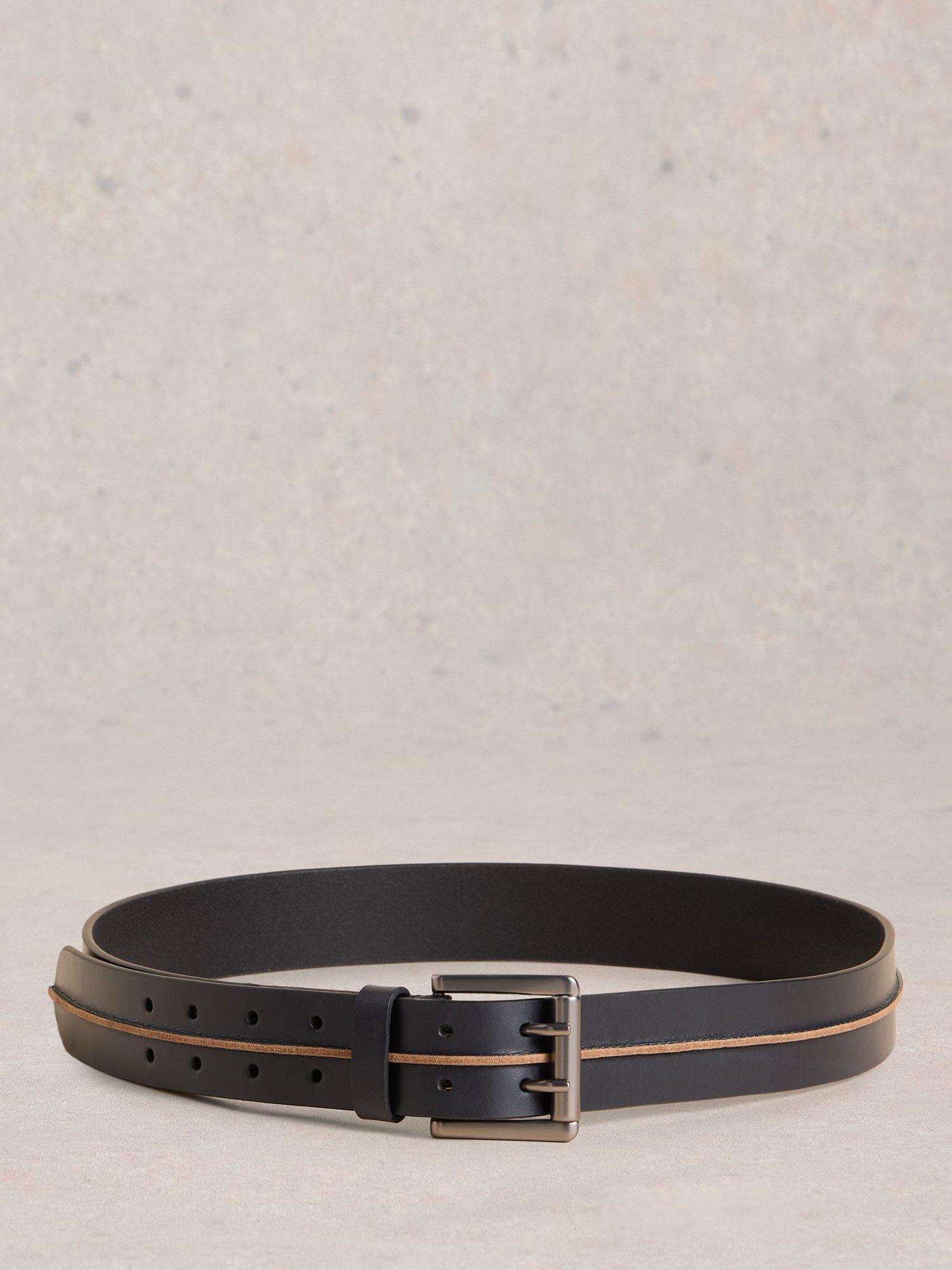 Product image 2 of 3, which shows White Stuff Raw Seam Leather Belt, Dark Navy, S-M