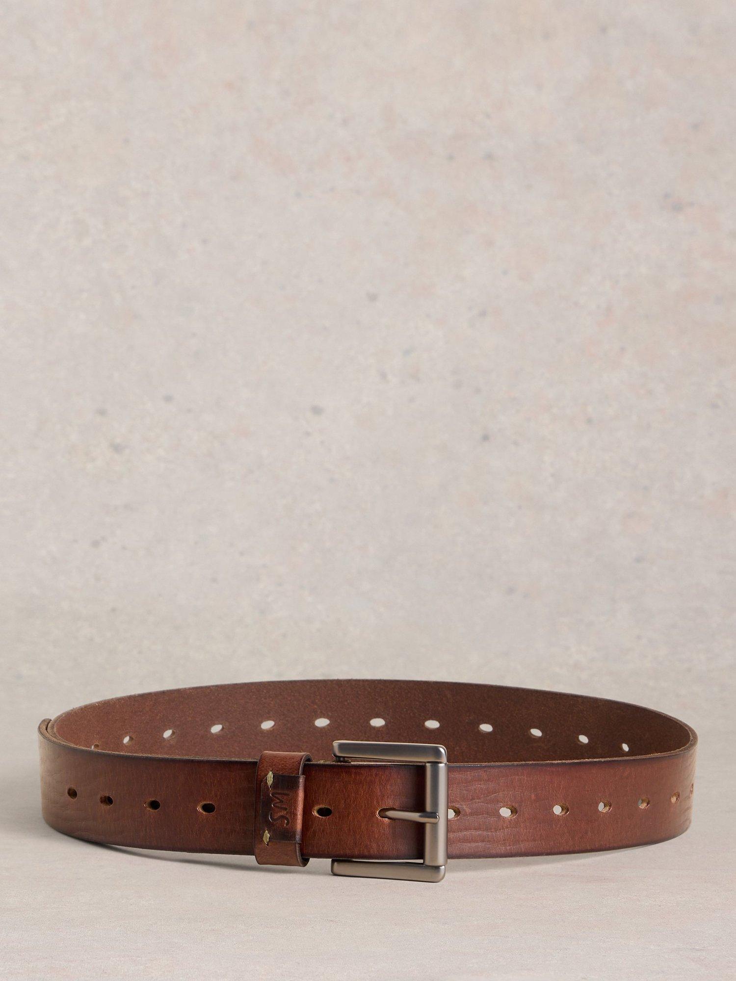 Product image 2 of 3, which shows White Stuff Punch Hole Leather Belt, Brown, S-M
