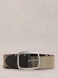 White Stuff Reversible Leather Belt, Black/Multi