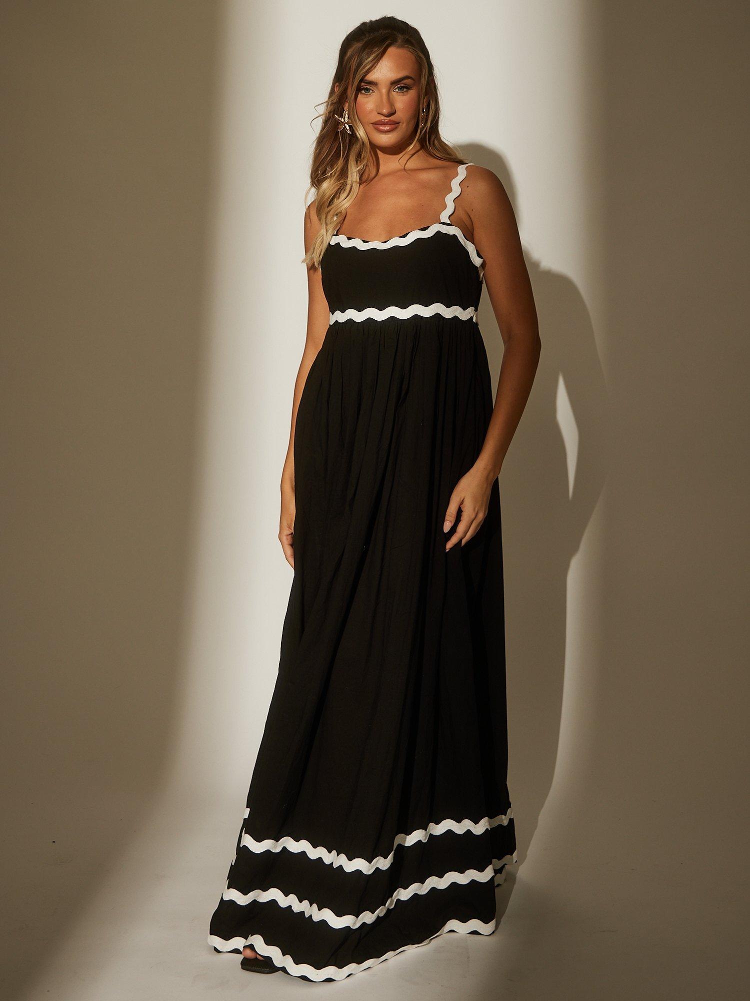 Product image 1 of 4, which shows South Beach Ric Rac Maxi Dress, Black, 10