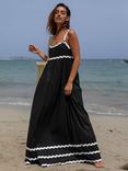 South Beach Ric Rac Maxi Dress, Black