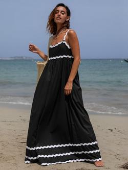 South Beach Ric Rac Maxi Dress, Black - view 2, Black