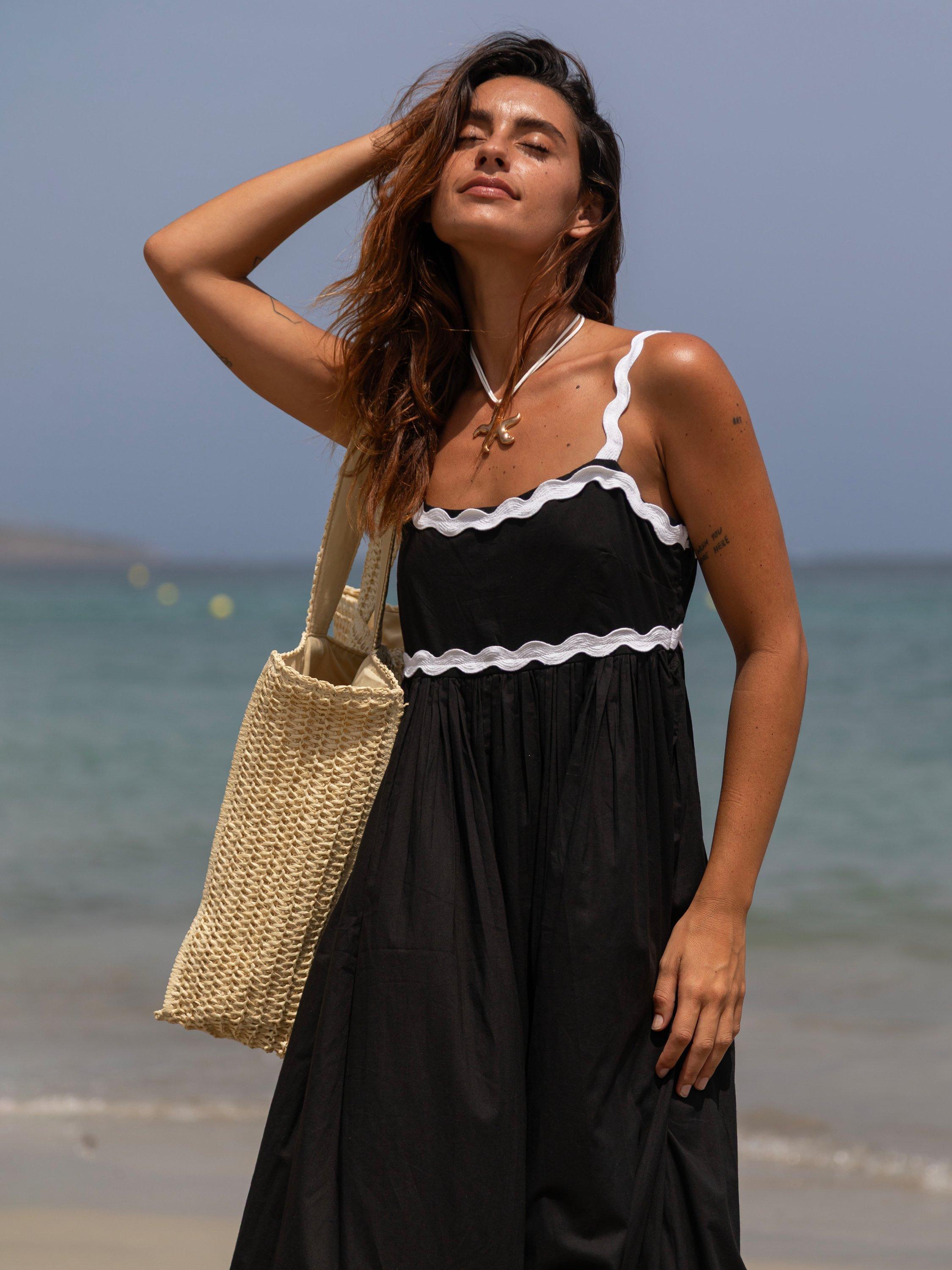 Product image 3 of 4, which shows South Beach Ric Rac Maxi Dress, Black, 10