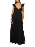South Beach Ruffle Sleeve Tiered Maxi Dress, Black