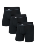 SAXX Essential Cotton Boxer Briefs, Pack of 3, Black