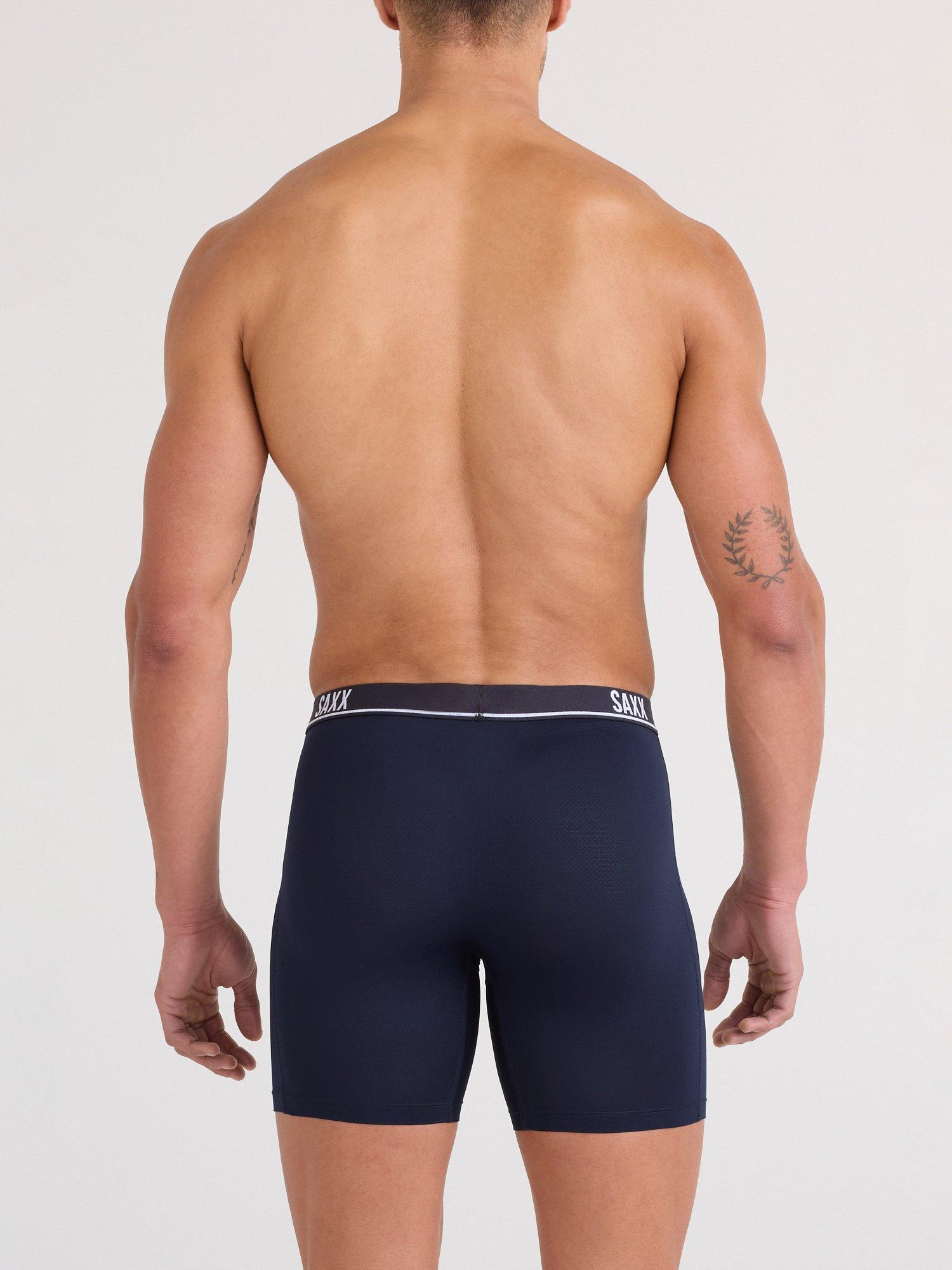 Product image 7 of 7, which shows Saxx Essential Performance Mesh Boxer Brief, Pack of 3, Blue Bright, S