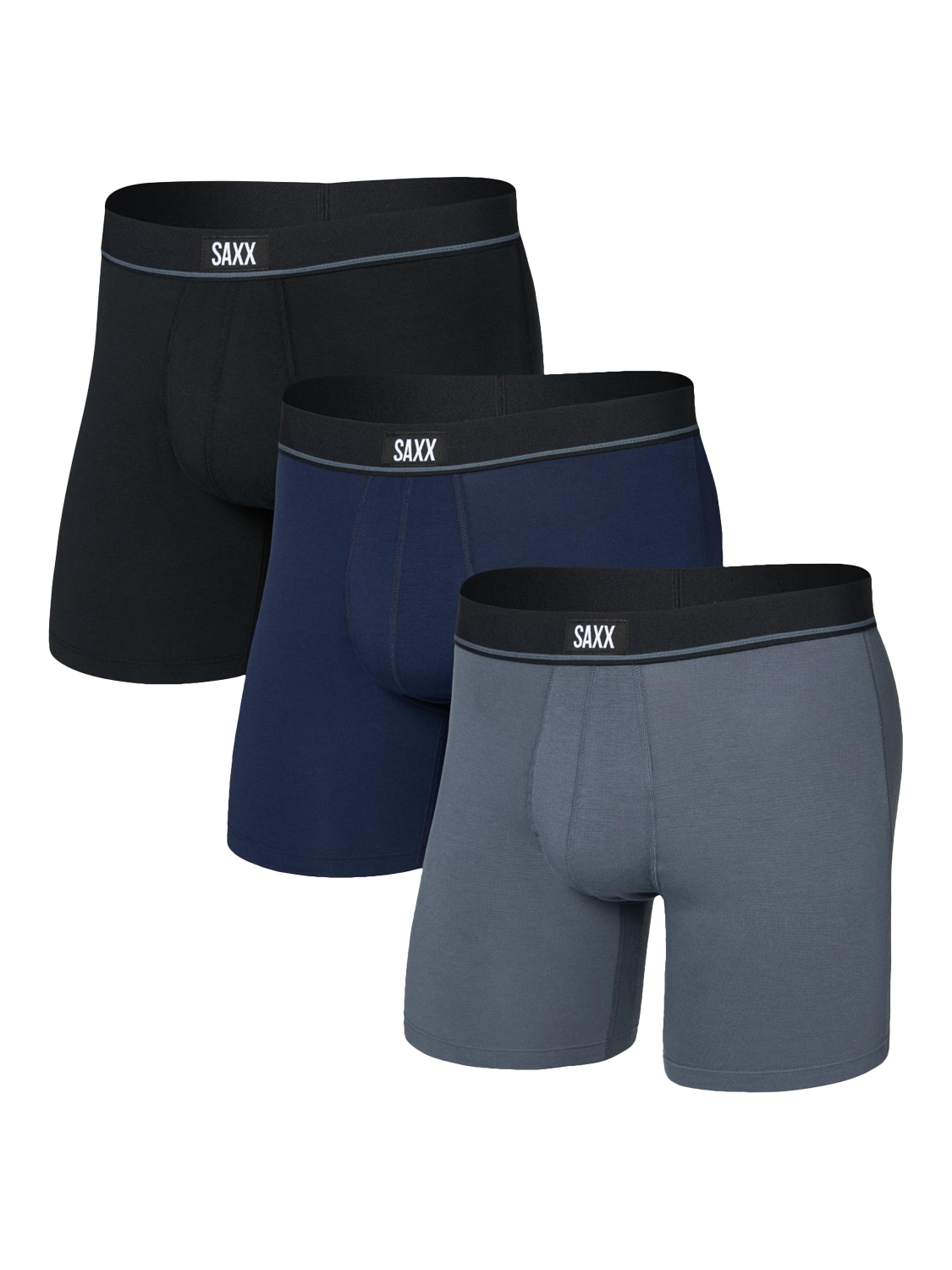 Product image 1 of 7, which shows SAXX Essential Cotton Boxer Briefs, Pack of 3, Multi, S