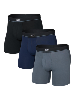 SAXX Essential Cotton Boxer Briefs, Pack of 3, Multi, Multi