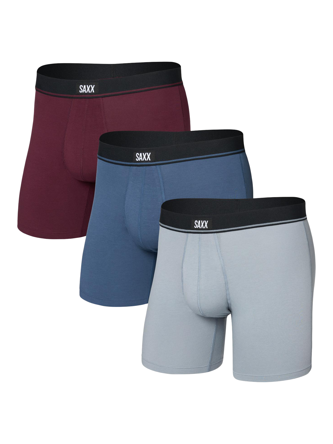 Product image 1 of 7, which shows Saxx Essential Boxer Briefs, Red Maroon, S