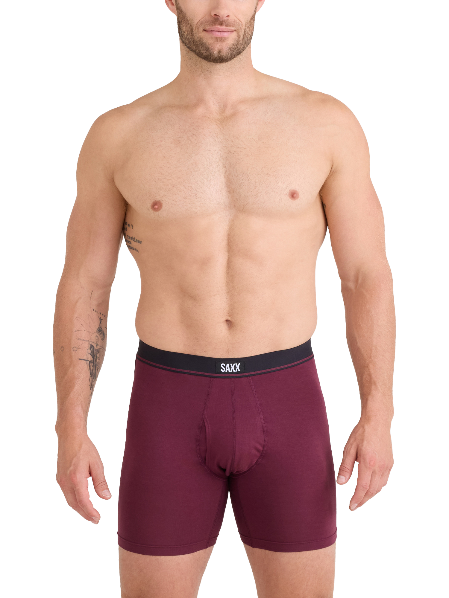 Product image 6 of 7, which shows Saxx Essential Boxer Briefs, Red Maroon, S