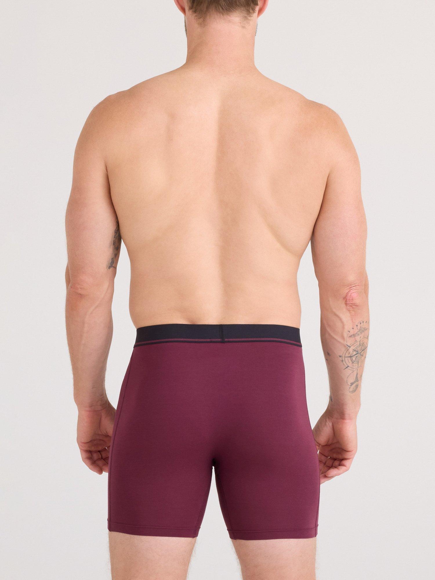 Product image 7 of 7, which shows Saxx Essential Boxer Briefs, Red Maroon, S