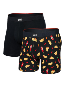 SAXX Vibe Xtra Soft Comfort Boxer Brief 6", Pack of 2, Black/Multi, Black/Multi