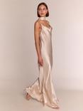 Rewritten Pollenca Satin Cowl Neck Bias Cut Bridesmaids Dress