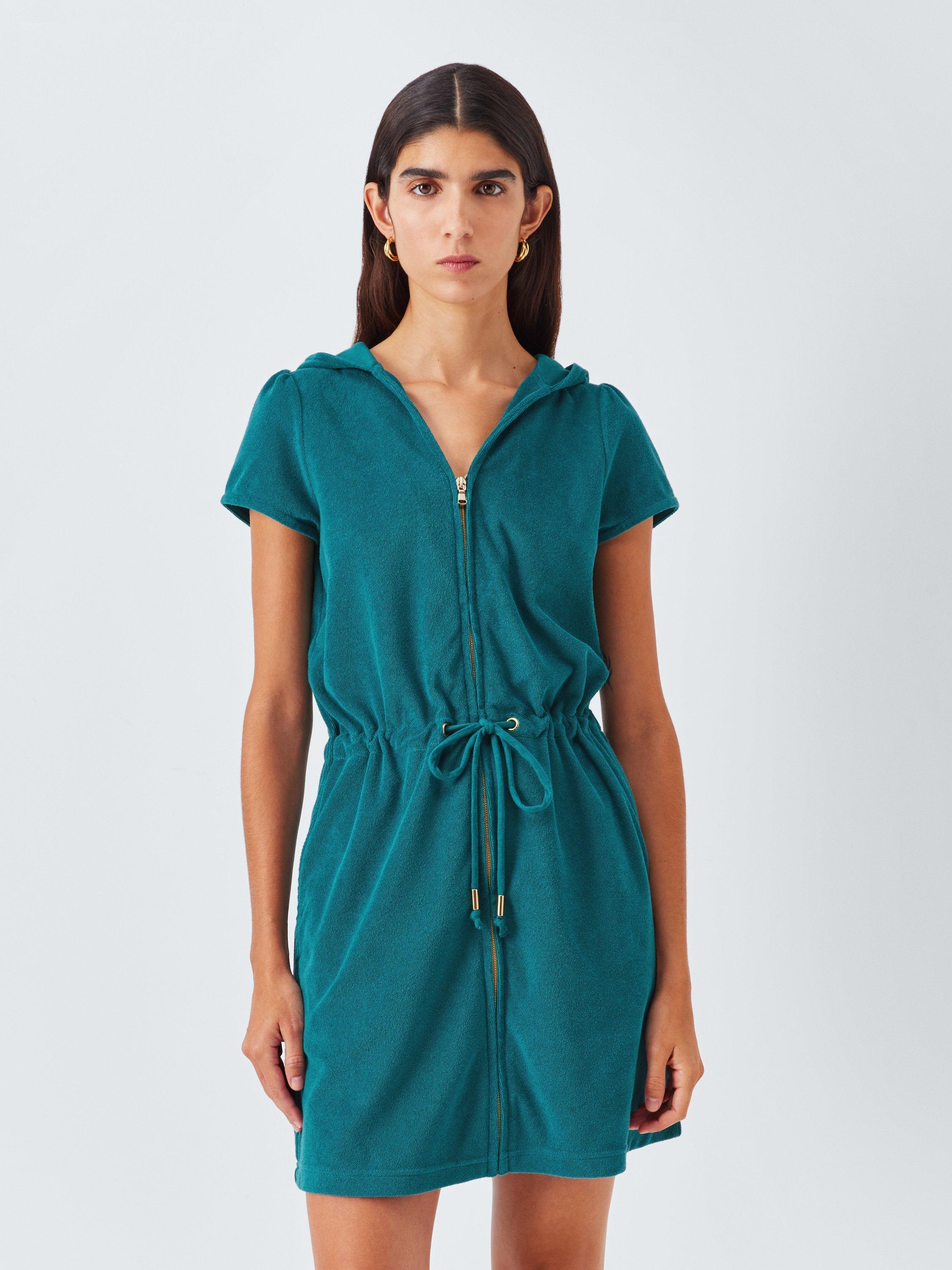Product image 1 of 6, which shows John Lewis Towelling Wrap Dress, Teal, S