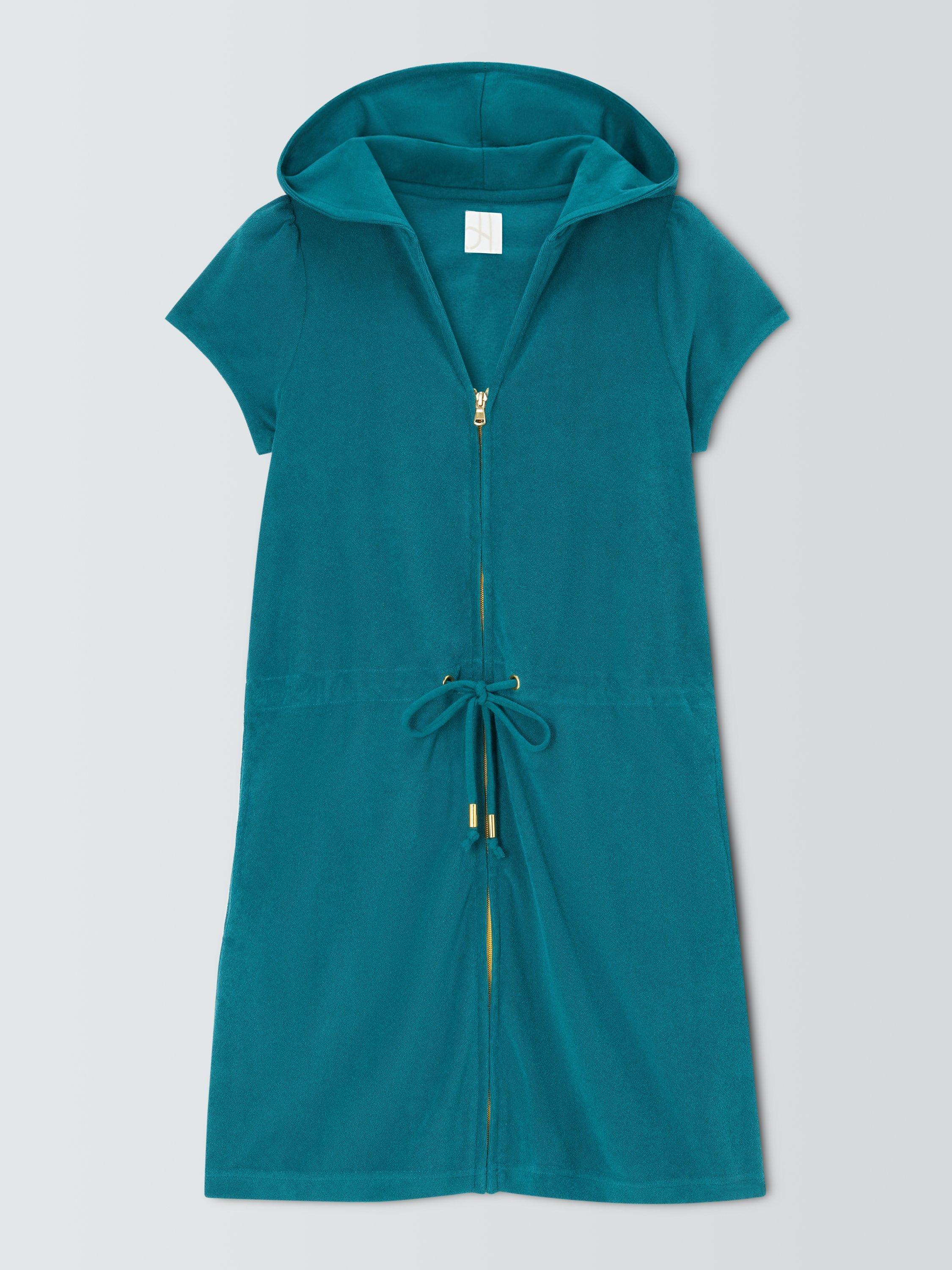 Product image 4 of 6, which shows John Lewis Towelling Wrap Dress, Teal, S