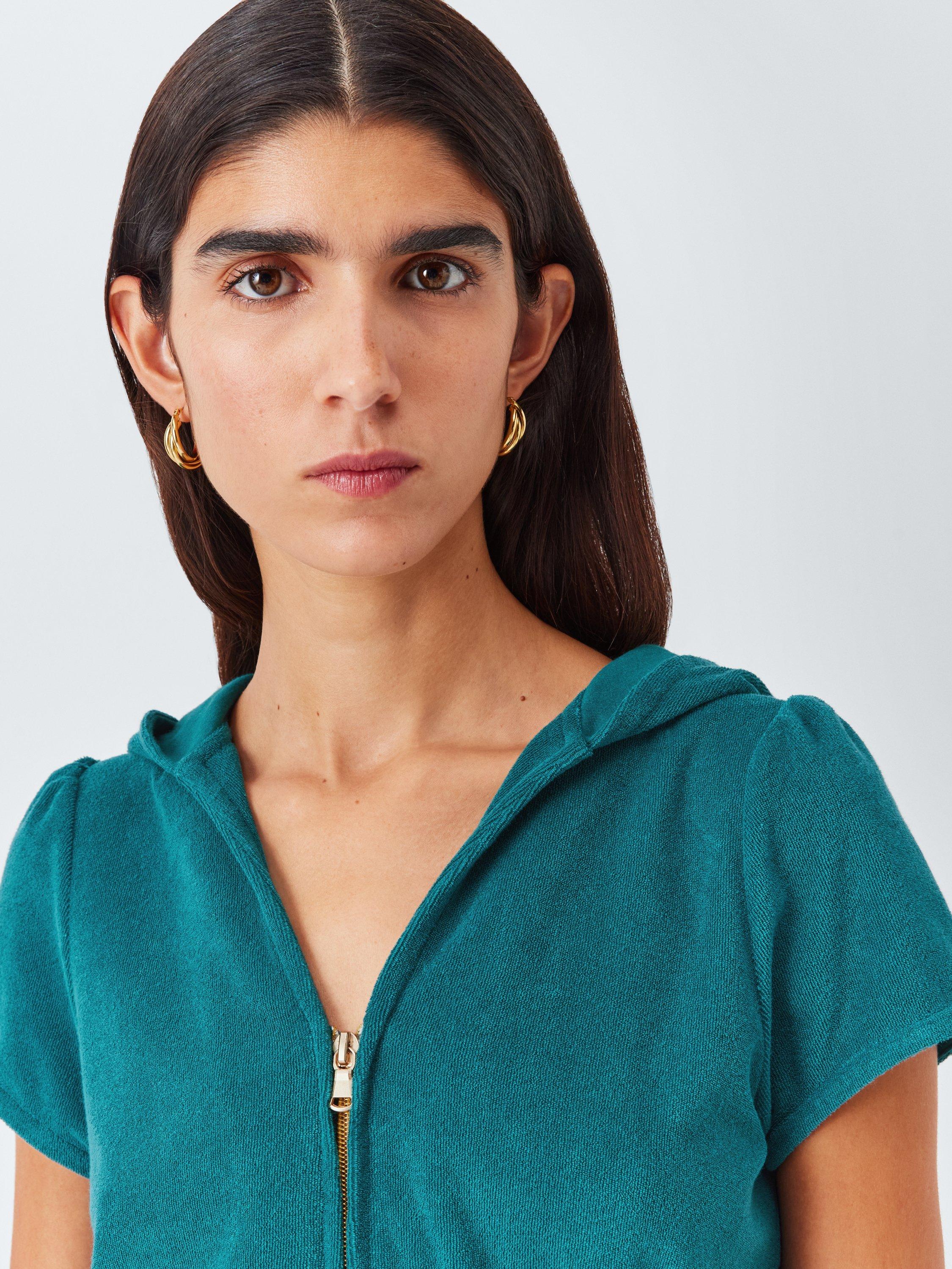 Product image 5 of 6, which shows John Lewis Towelling Wrap Dress, Teal, S