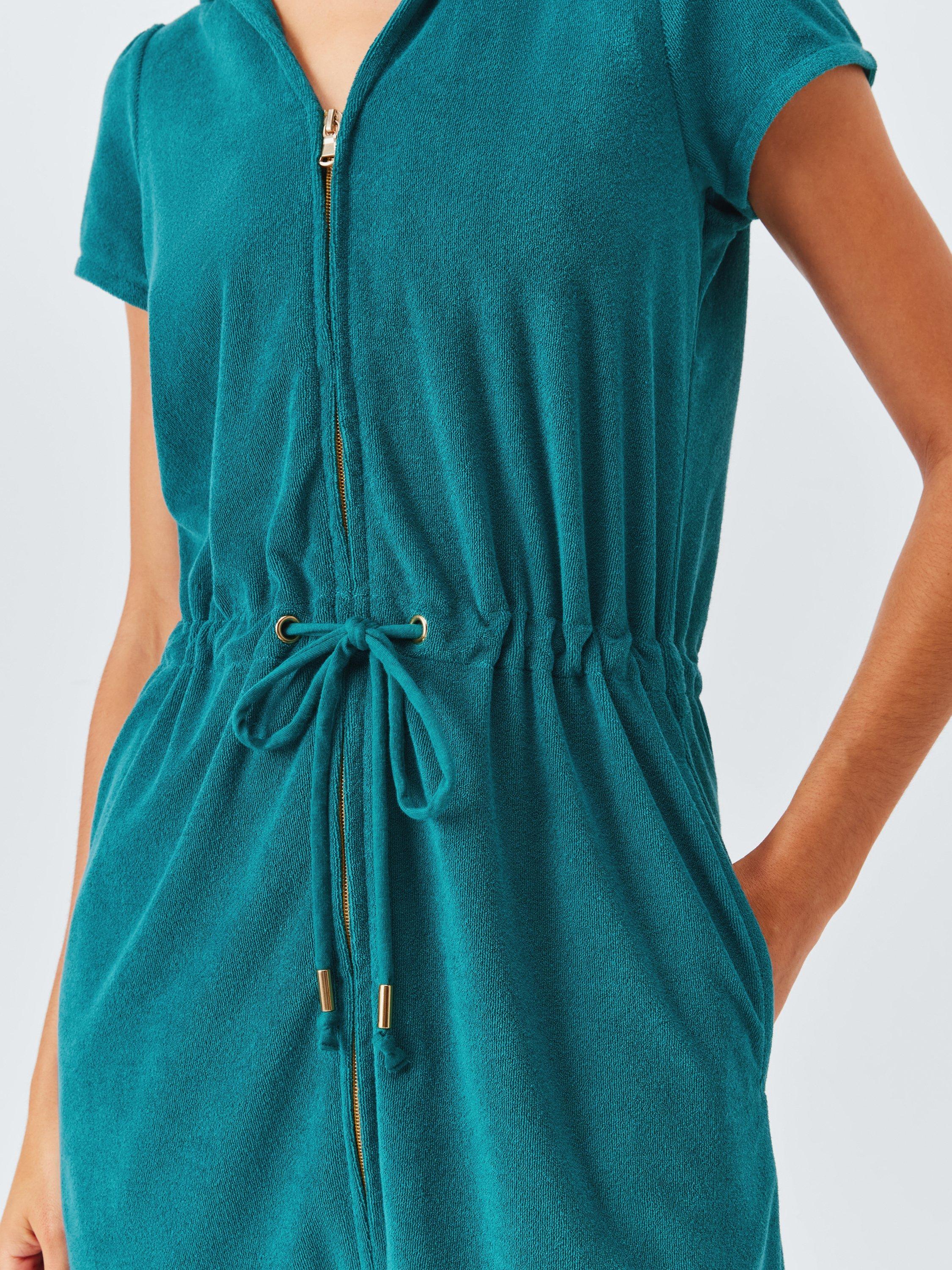 Product image 6 of 6, which shows John Lewis Towelling Wrap Dress, Teal, S