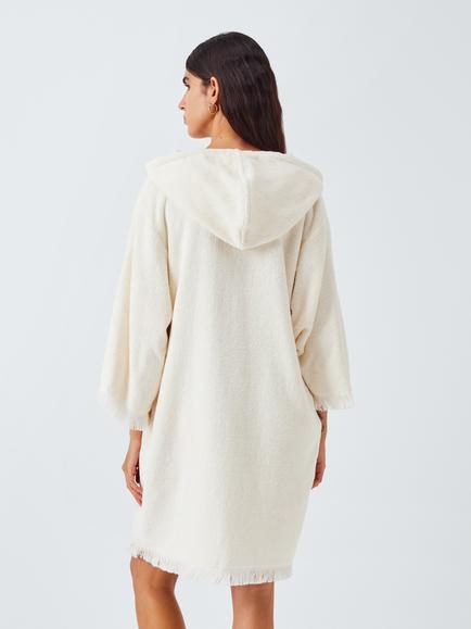 John Lewis Towelling Poncho Beach Shirt, Cream - view 2, Cream