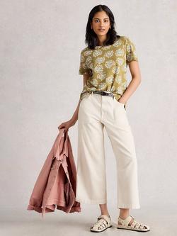 White Stuff Abbie Paisley Floral T-Shirt, Khaki/Multi, Khaki/Multi