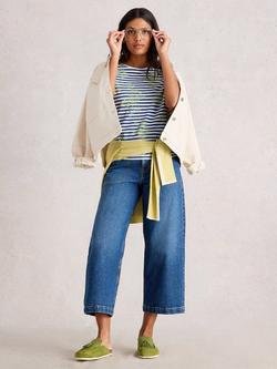 White Stuff Abbie Flower Stripe T-Shirt, Blue/Multi, Blue/Multi