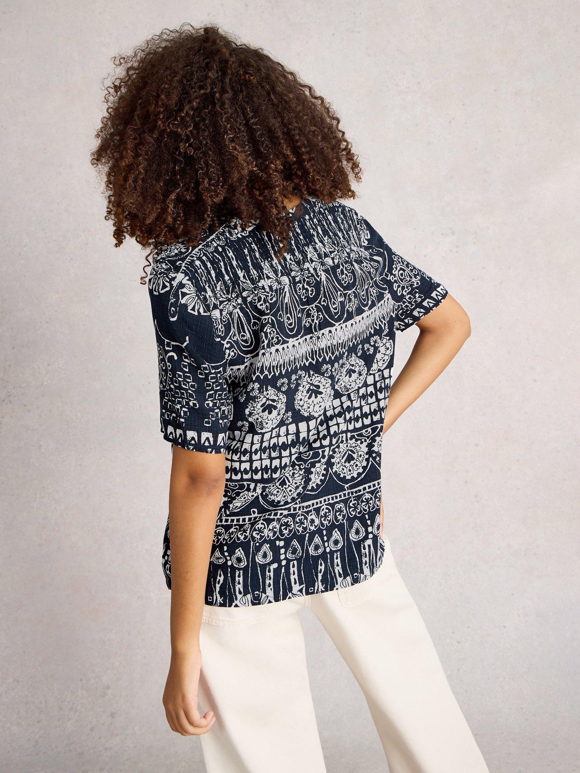 Product image 2 of 6, which shows White Stuff Elisa Abstract Top, Navy, 8