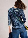 White Stuff Clara Organic Cotton Abstract Print Long Sleeve Crew Neck T-Shirt
