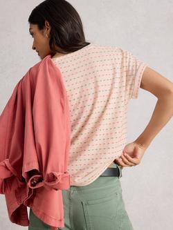 White Stuff Embroidered Stripe Top, Ivory/Multi - view 2, Ivory/Multi