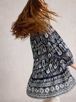 White Stuff Marta Abstract Tunic Top, Navy/Multi - view 2, Navy/Multi