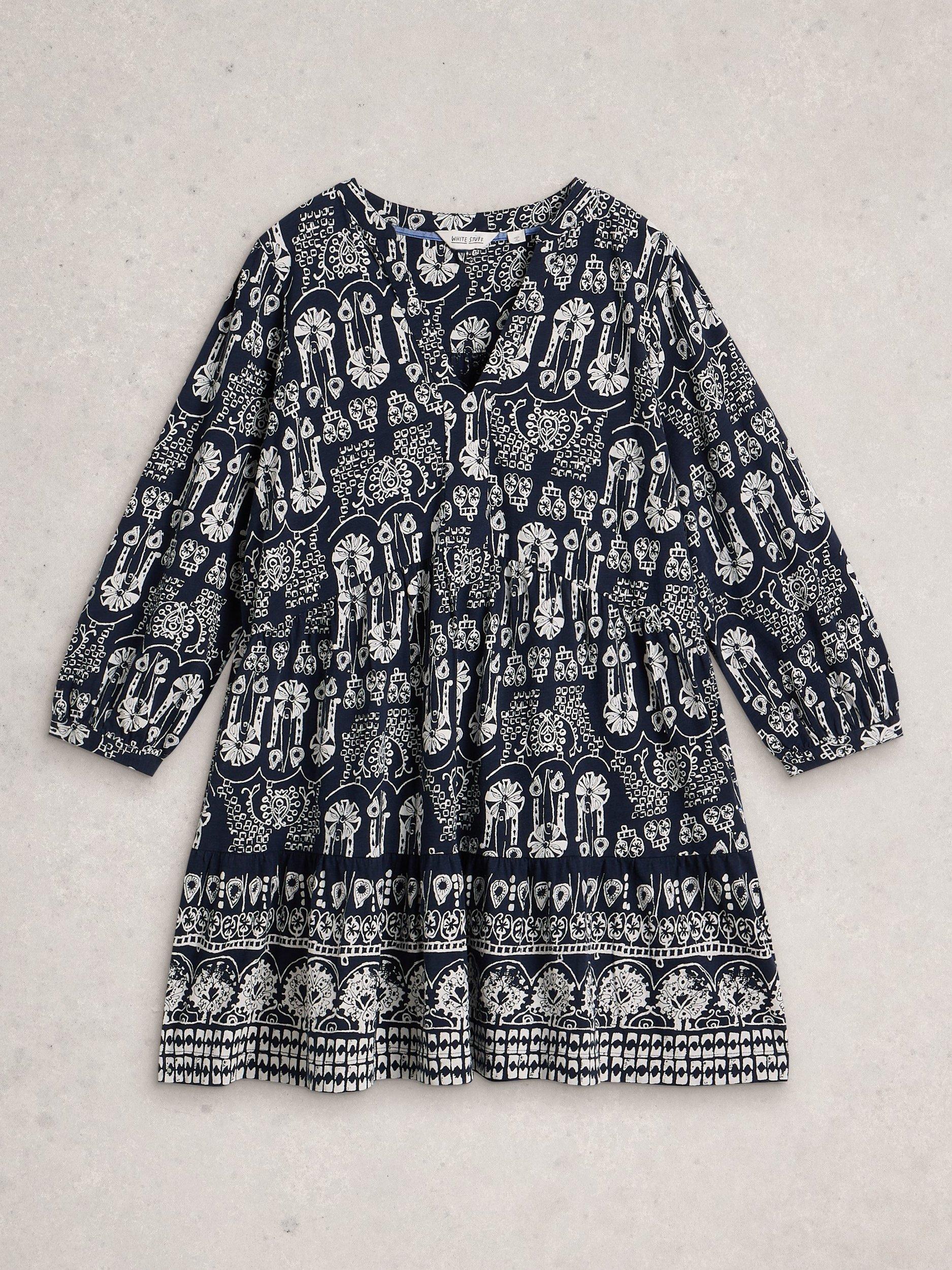 Product image 5 of 6, which shows White Stuff Marta Abstract Tunic Top, Navy/Multi, 6