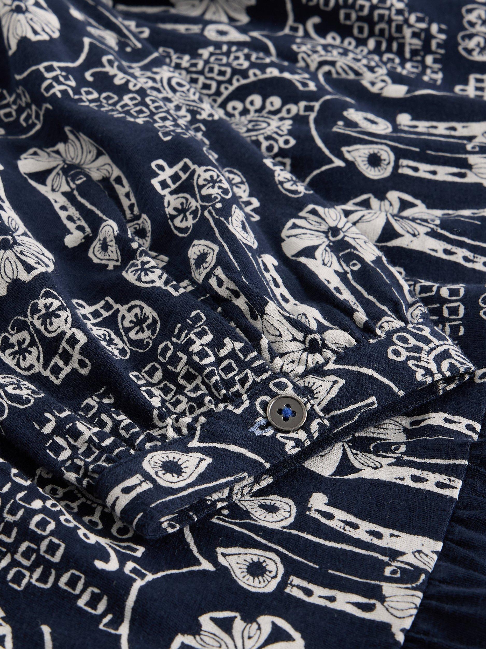 Product image 6 of 6, which shows White Stuff Marta Abstract Tunic Top, Navy/Multi, 6