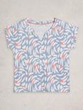White Stuff Nelly Abstract Notch Neck T-Shirt, Blue