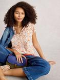 White Stuff Nelly Abstract Floral T-Shirt, Orange/Multi
