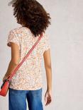 White Stuff Nelly Abstract Floral T-Shirt, Orange/Multi