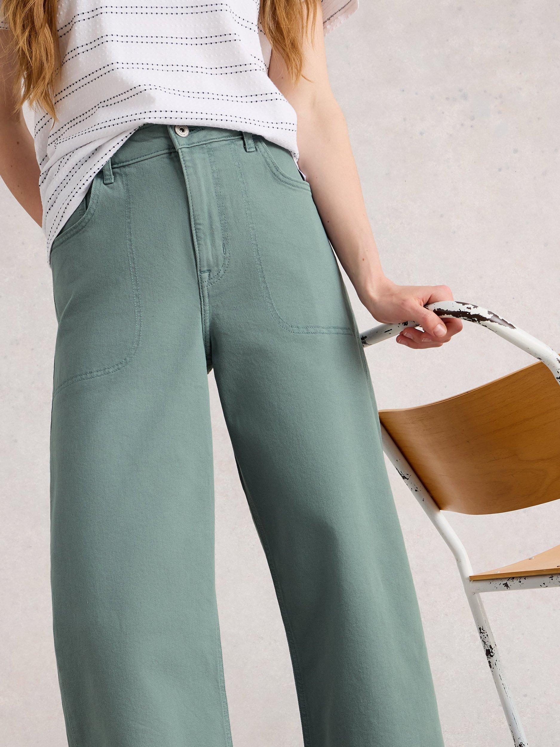 Product image 3 of 6, which shows White Stuff Tia Wide Leg Jeans, Mid Blue, 6S