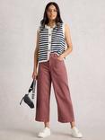 White Stuff Tia Cropped Wide Leg Jeans, Mid Pink