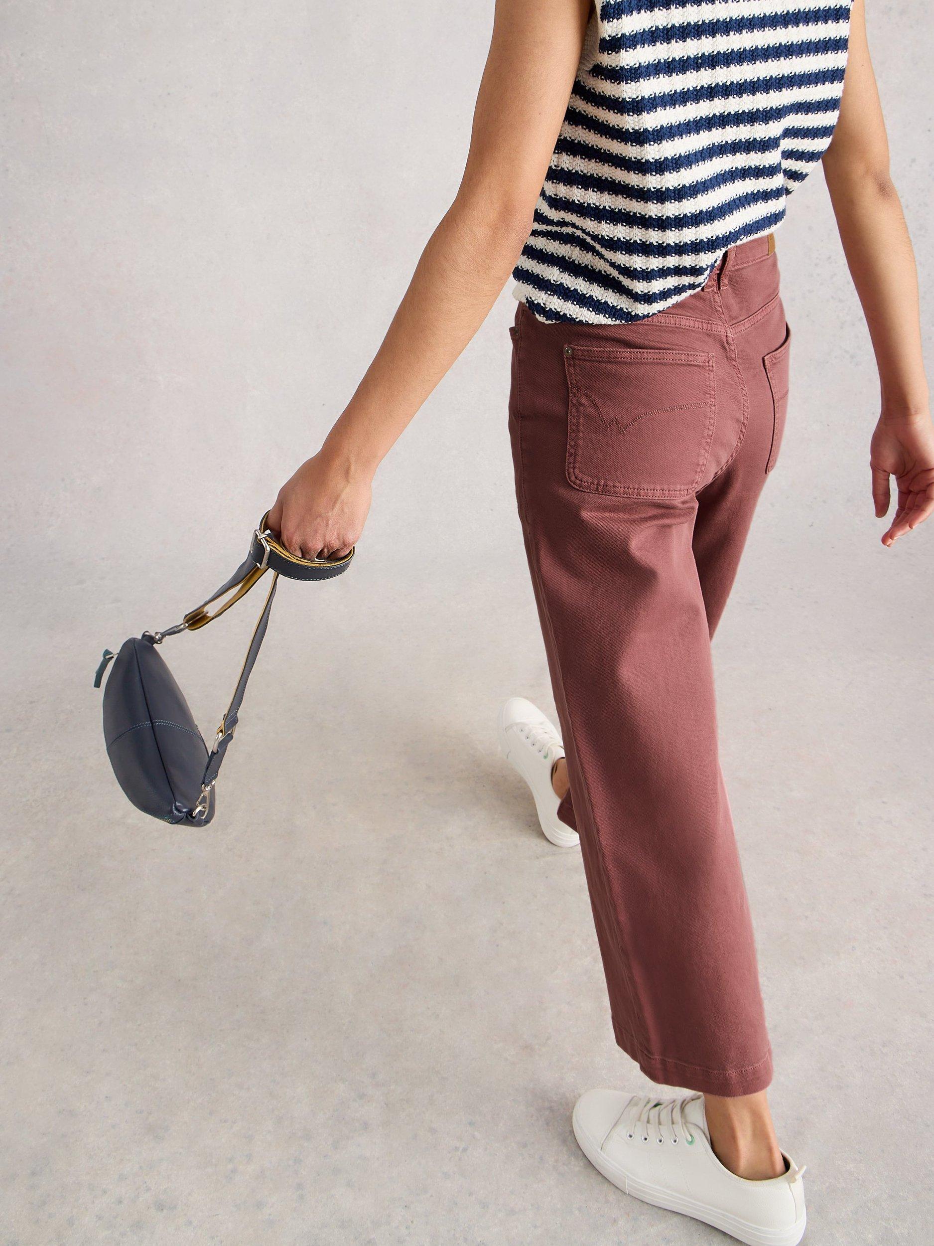 Product image 2 of 6, which shows White Stuff Tia Cropped Wide Leg Jeans, Mid Pink, 6R