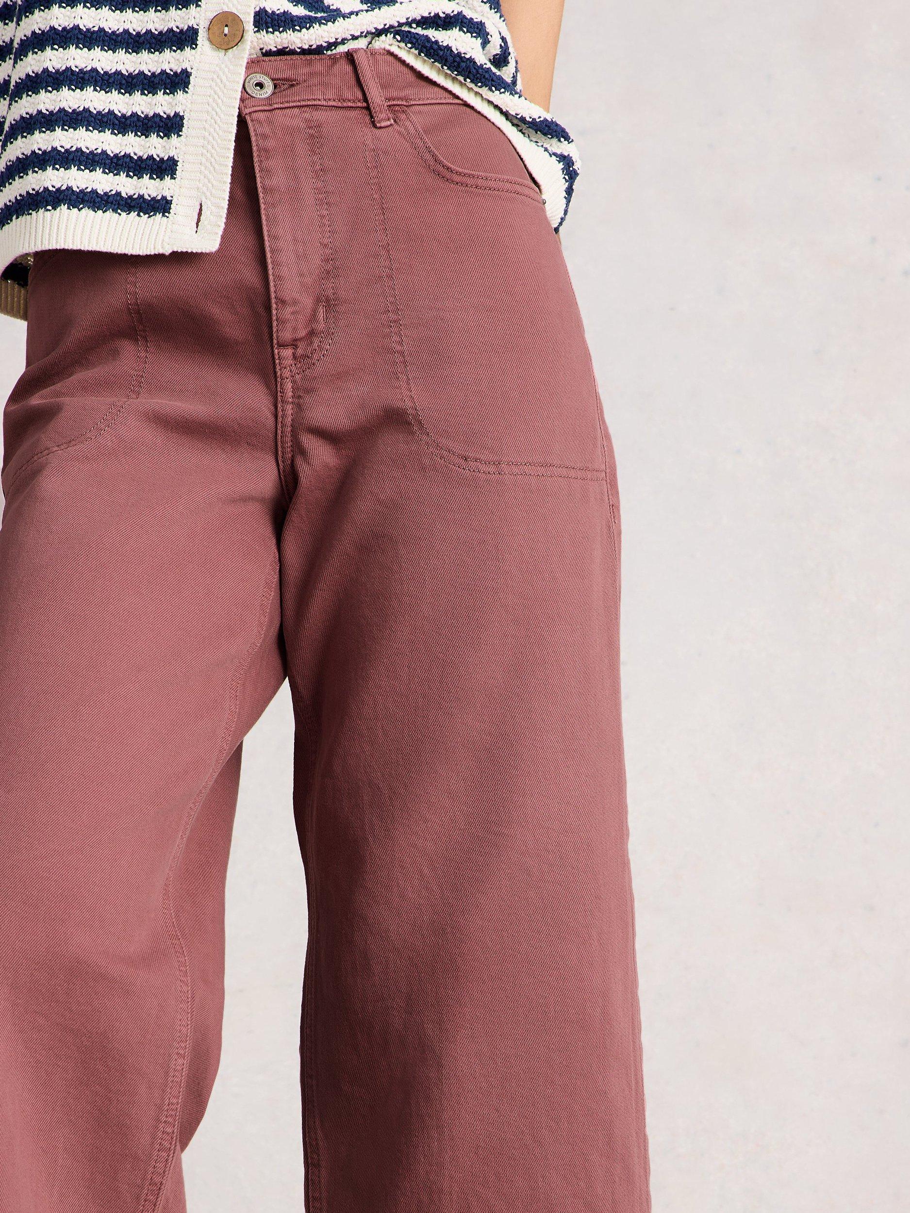 Product image 3 of 6, which shows White Stuff Tia Cropped Wide Leg Jeans, Mid Pink, 6R