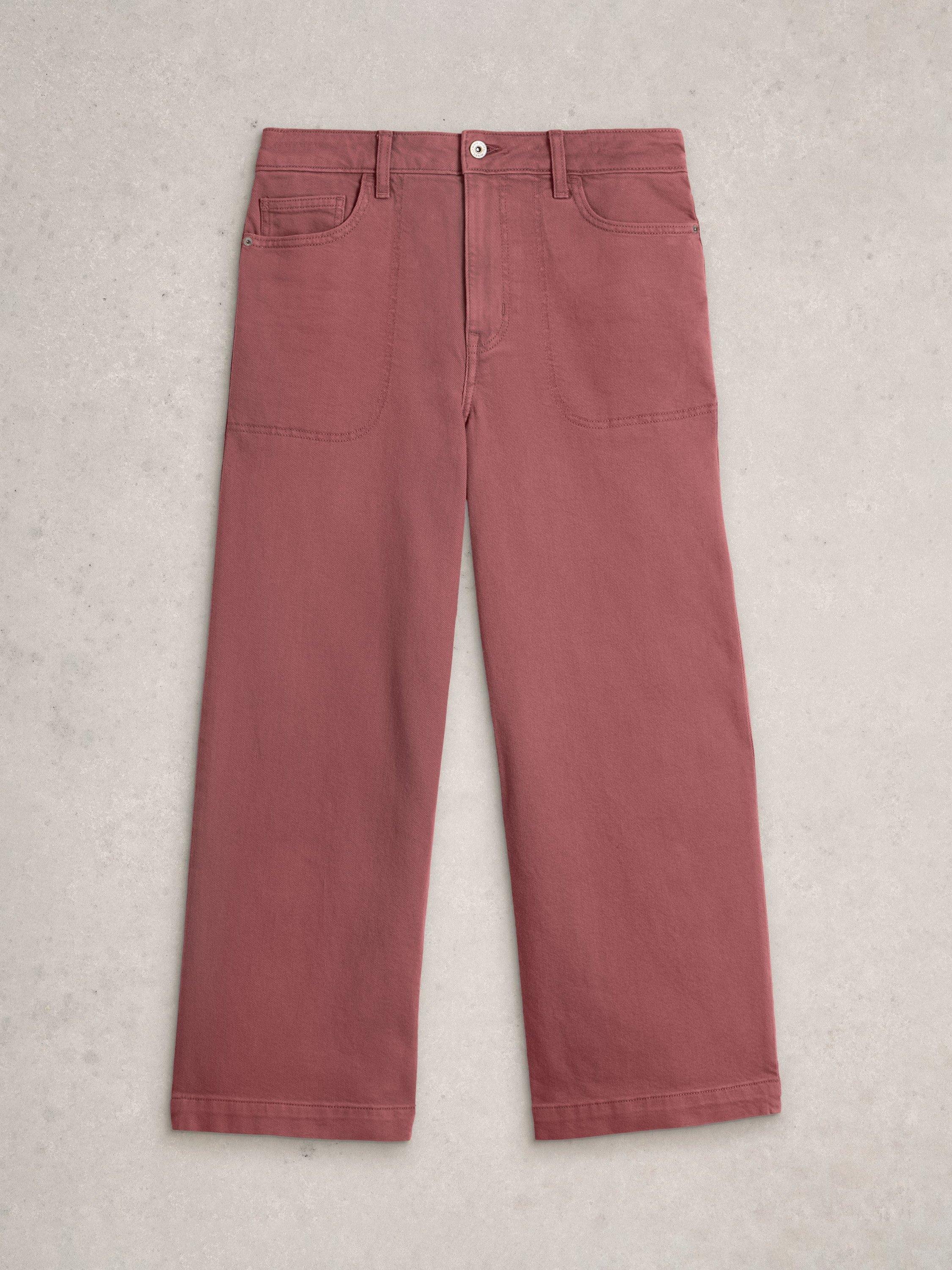 Product image 5 of 6, which shows White Stuff Tia Cropped Wide Leg Jeans, Mid Pink, 6R