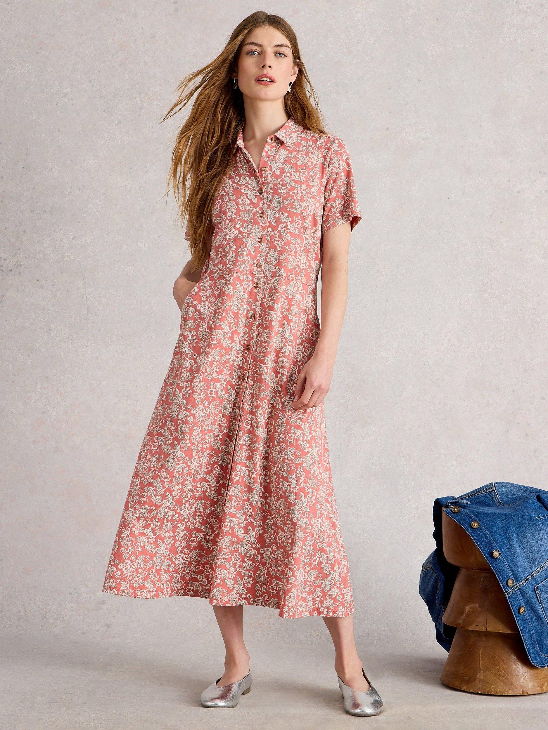 Product image 1 of 6, which shows White Stuff Rua Floral Shirt Dress, Pink/Multi, 6