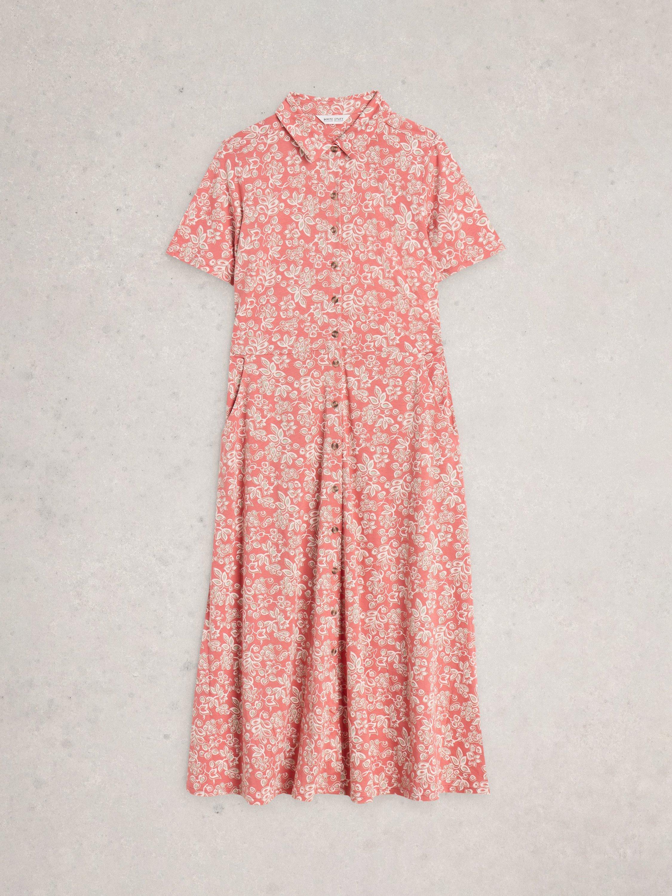 Product image 5 of 6, which shows White Stuff Rua Floral Shirt Dress, Pink/Multi, 6