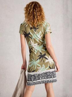 White Stuff Tallie Palm Print Jersey Dress, Green/Multi - view 2, Green/Multi