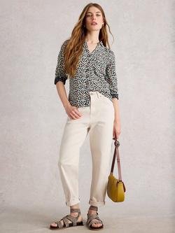 White Stuff  Annie Heart Print Cotton Jersey Shirt, Blue/Multi