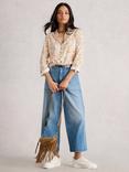 White Stuff Annie Floral Print Long Sleeved Jersey Cotton Shirt