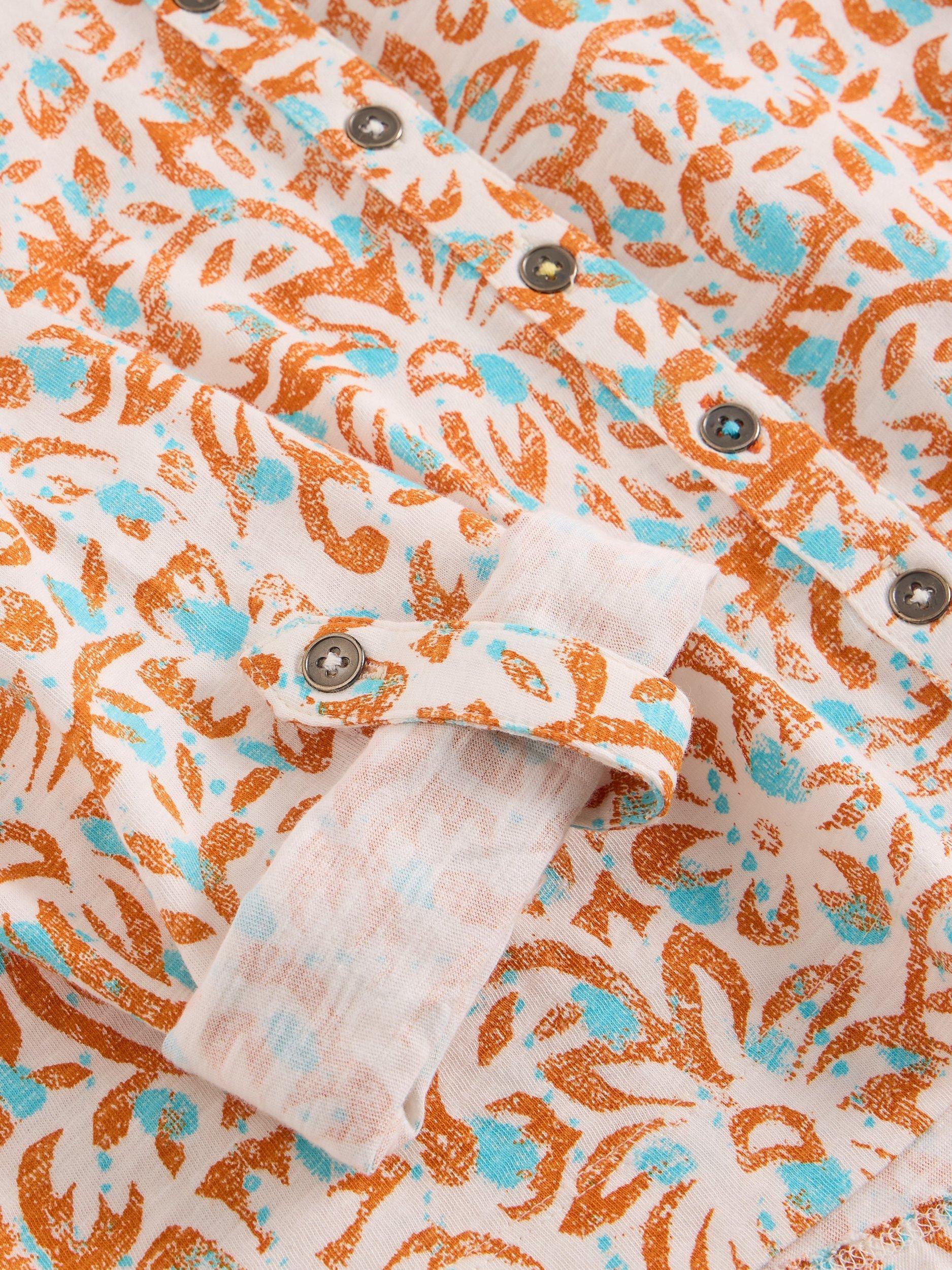 Product image 6 of 6, which shows White Stuff Annie Floral Print Long Sleeved Jersey Cotton Shirt, Ivory/Multi, 6