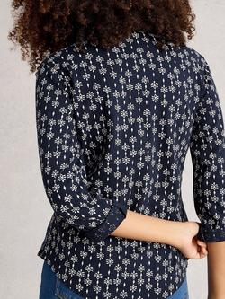 White Stuff Annie Floral Cotton Jersey Shirt - view 2, Navy/Multi