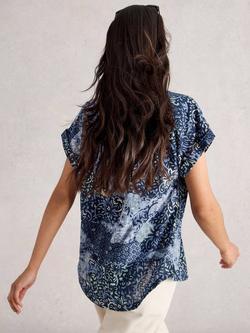 White Stuff Ellie Mixed Floral Shirt, Blue/Multi - view 2, Blue/Multi