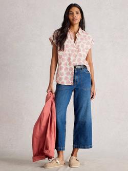 White Stuff Ellie Abstract Flower Shirt, Ivory/Multi, Ivory/Multi