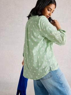 White Stuff Sophie Dot Stripe Shirt, Green/Multi - view 2, Green/Multi