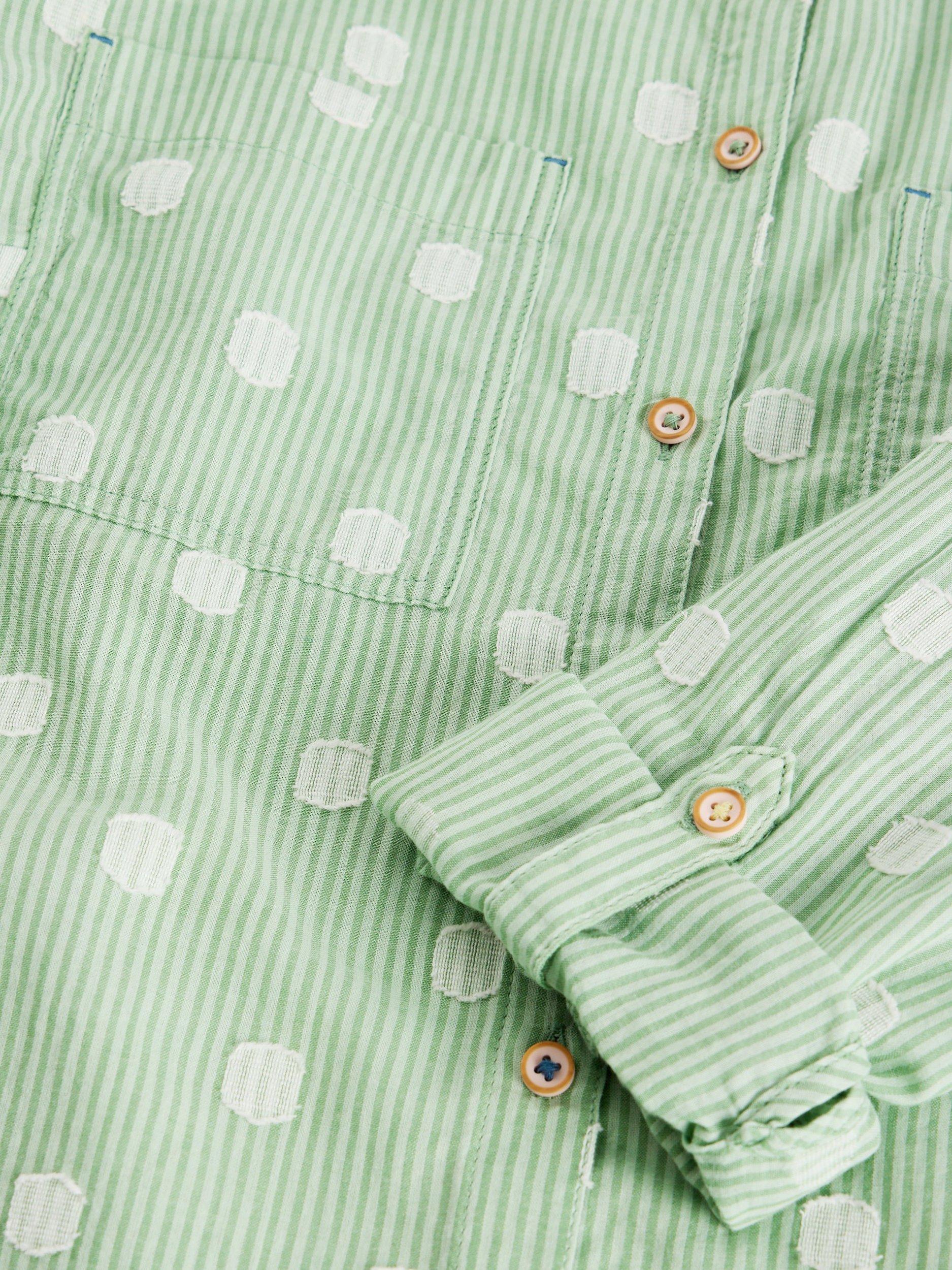 Product image 6 of 6, which shows White Stuff Sophie Dot Stripe Shirt, Green/Multi, 6