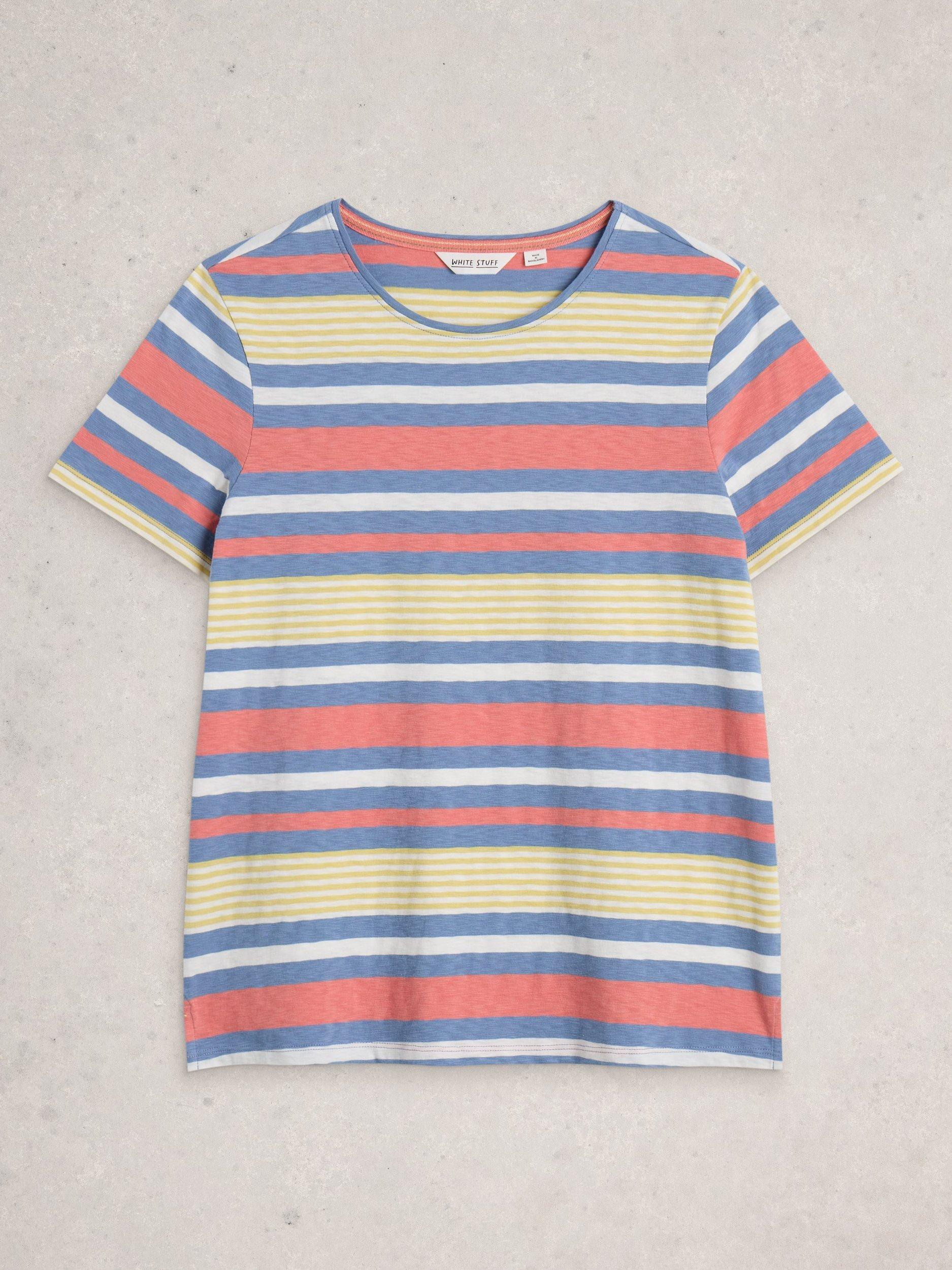 Product image 5 of 6, which shows White Stuff Abbie Stripe T-Shirt, Blue/Multi, 6